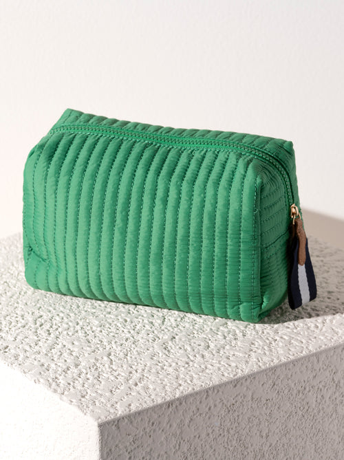 SHIRALEAH EZRA LARGE BOXY COSMETIC POUCH- GREEN