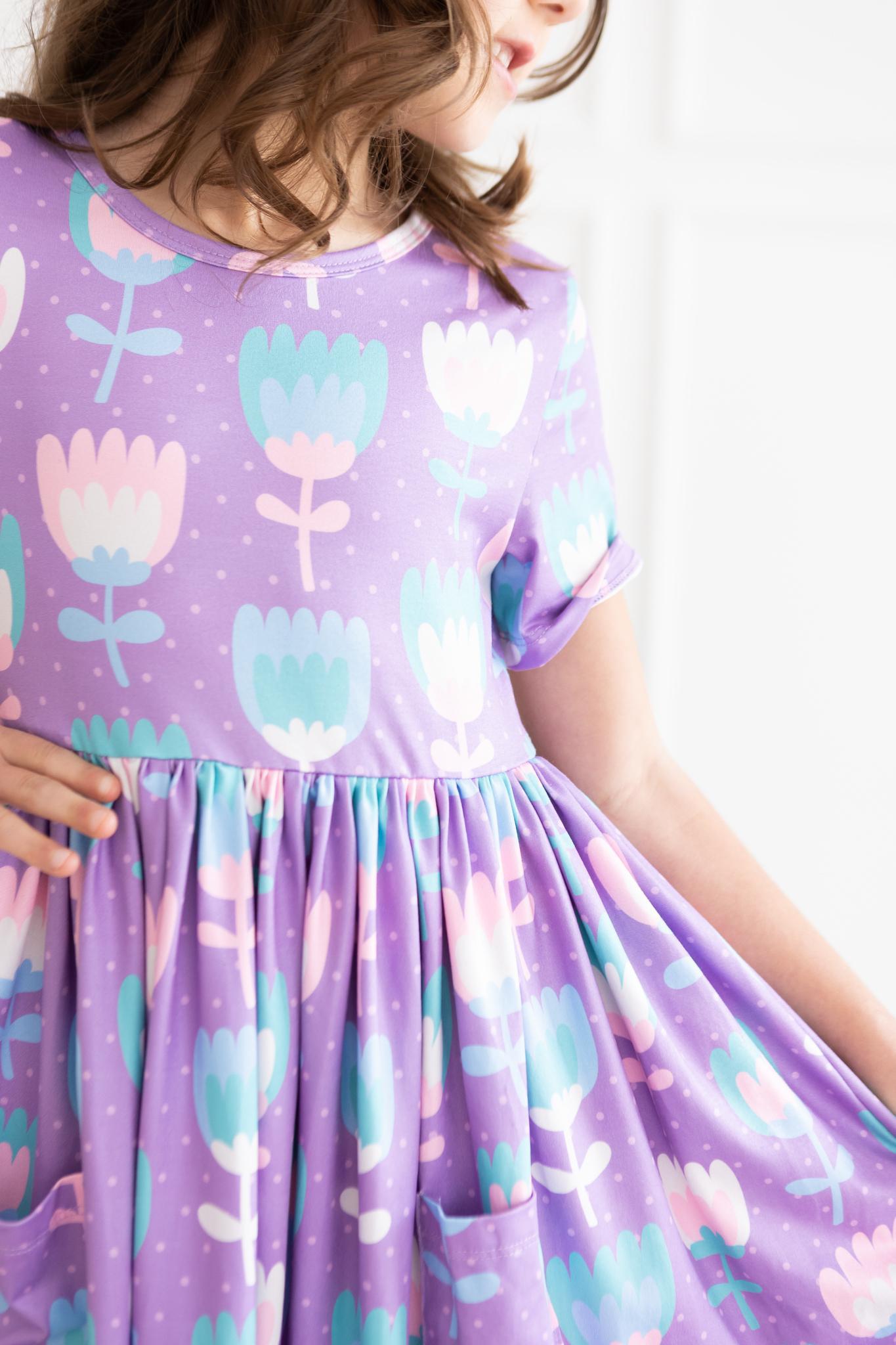 MILA & ROSE SS TWIRL DRESS-TOO COOL TULIPS