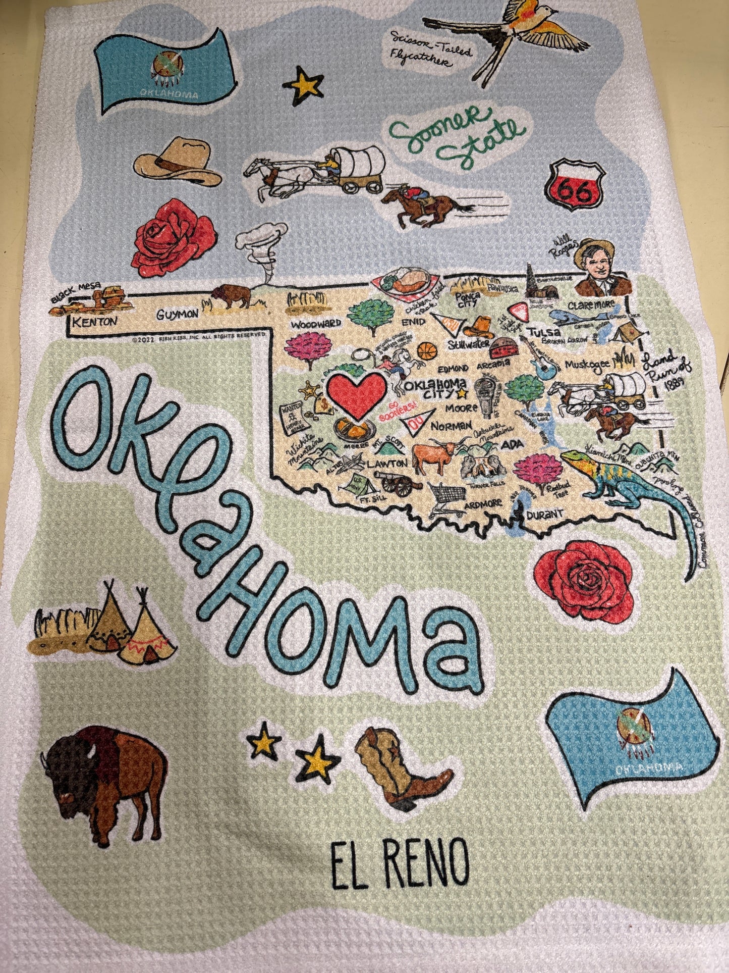 FISH KISS OKLAHOMA TEA TOWEL-EL RENO