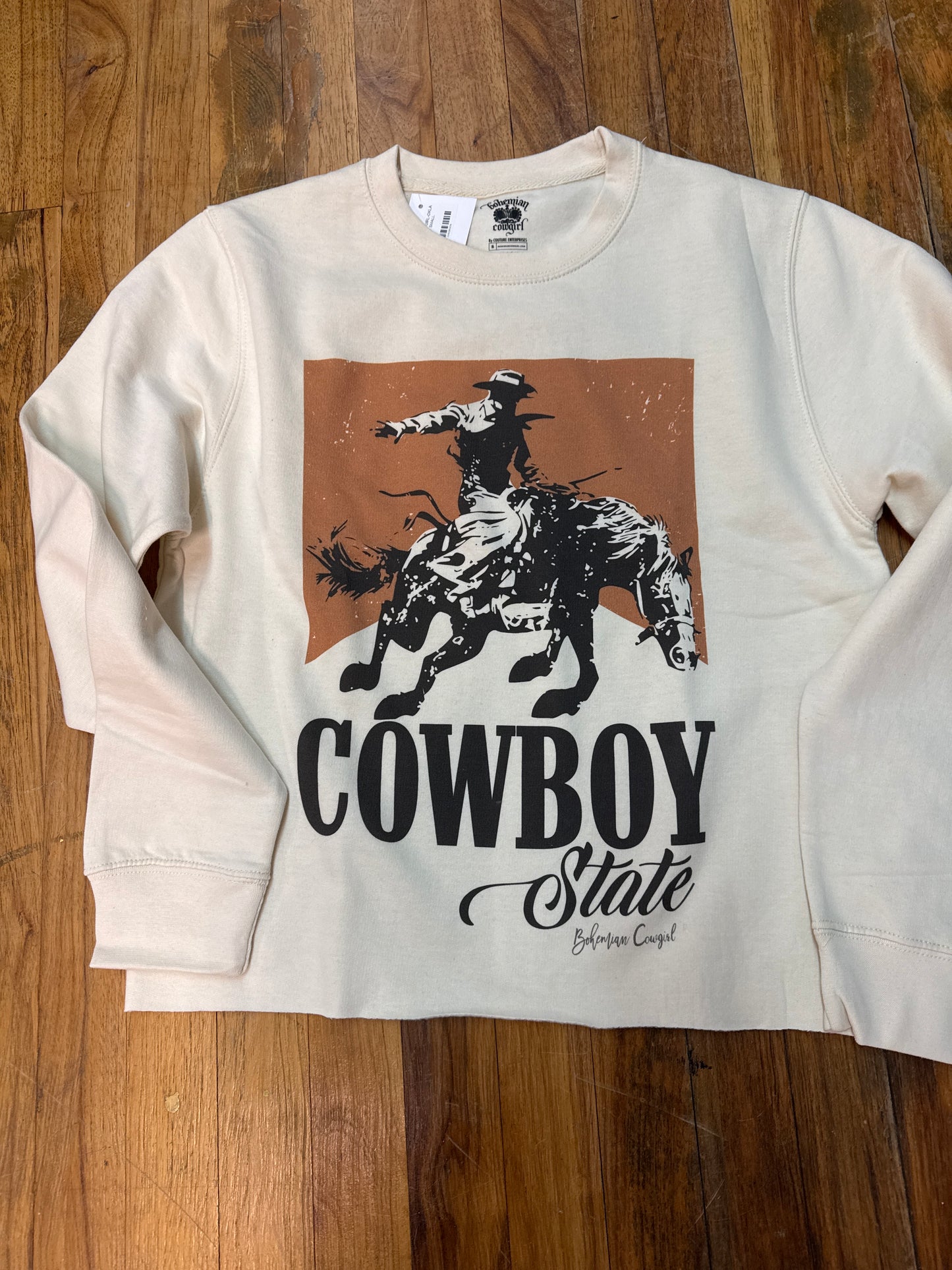 BOHEMIAN COWGIRL-COWBOY STATE SWEATSHIRT