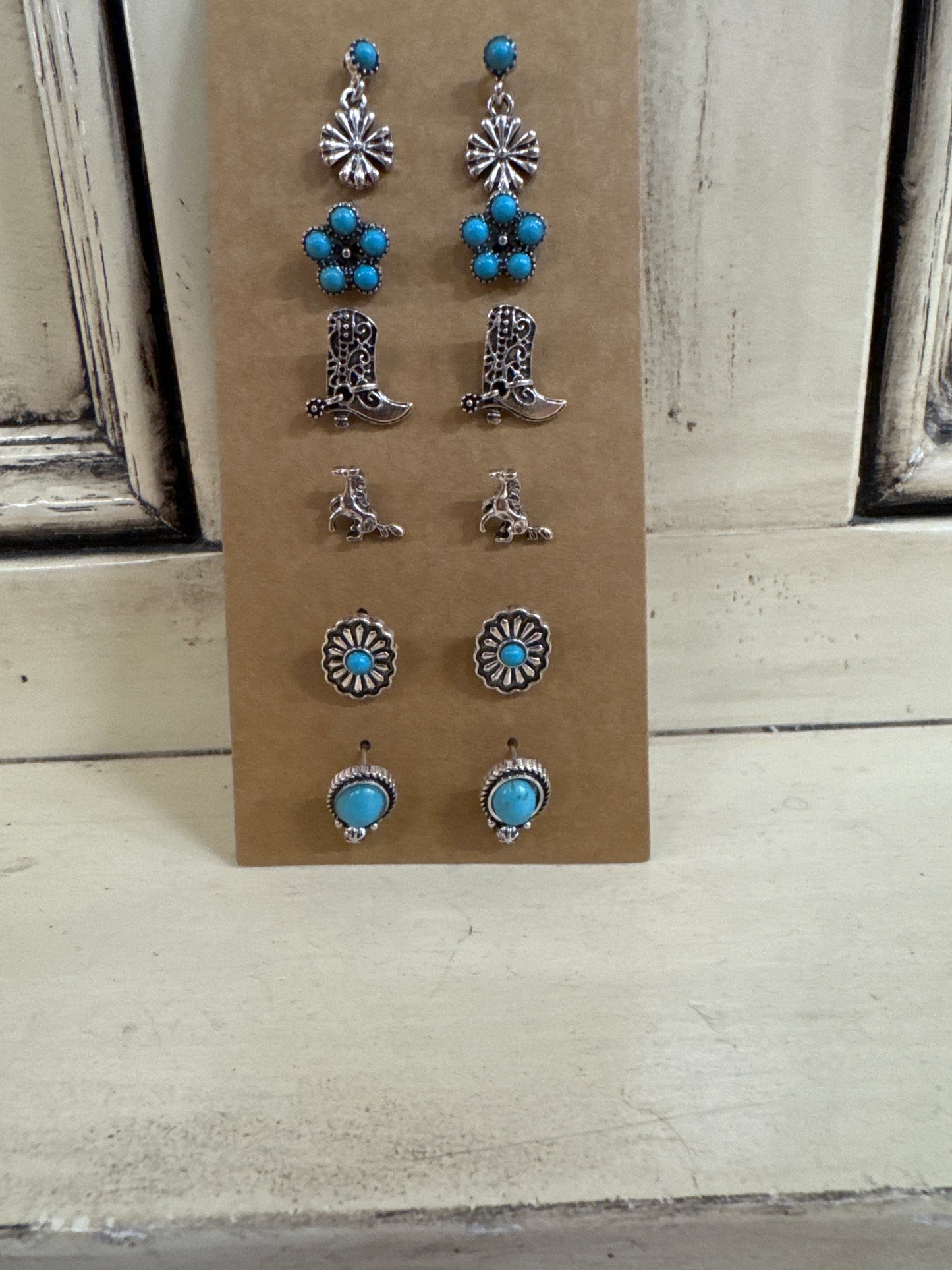 TIPI SET OF 6 SILVER/TURQUOISE HORSE/BOOT