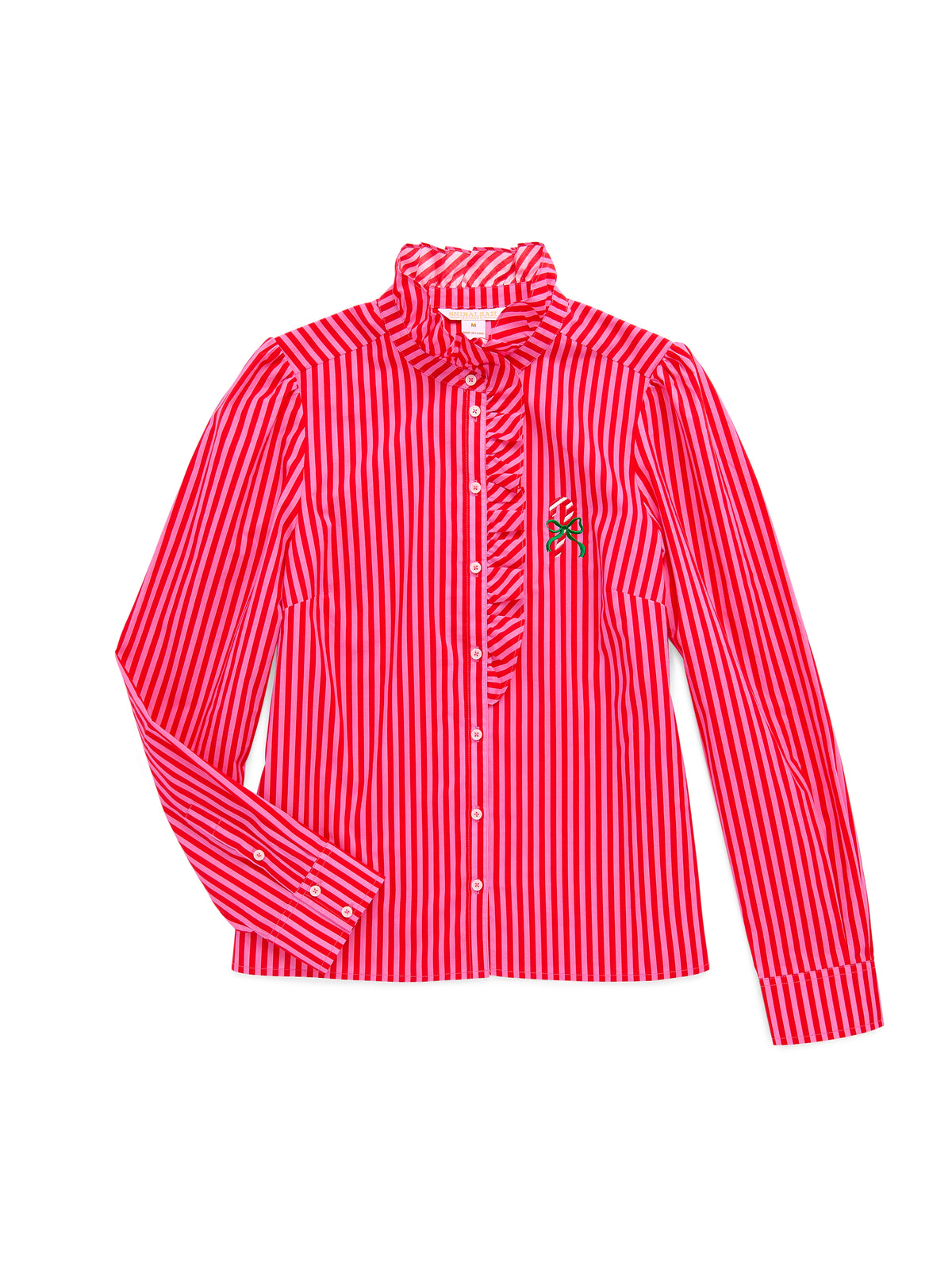 SHIRALEAH-CANDY CANE RUFFLE BLOUSE