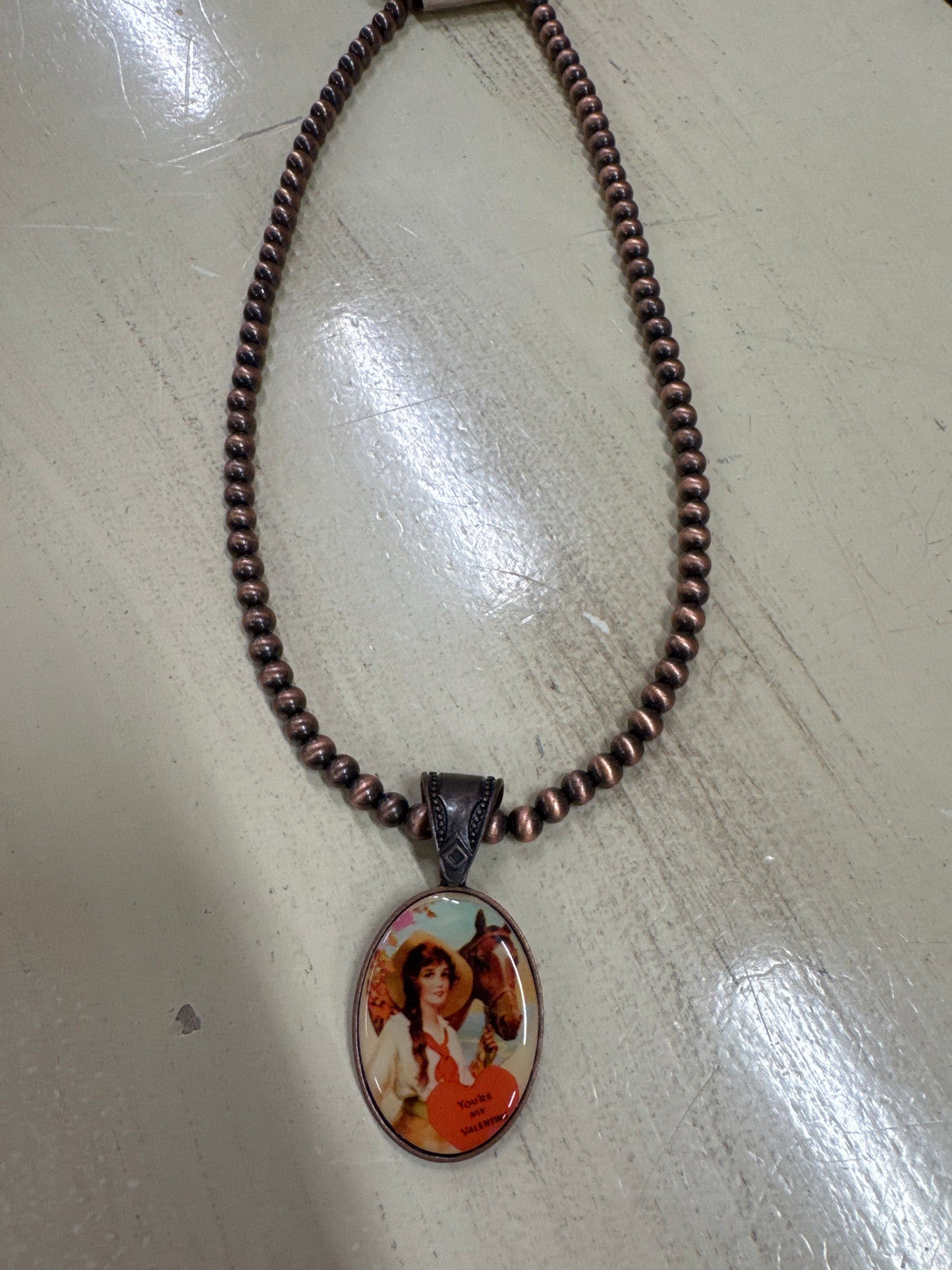 BRONZE NECKLACE W/CHARM-YOUR MY VALENTINE