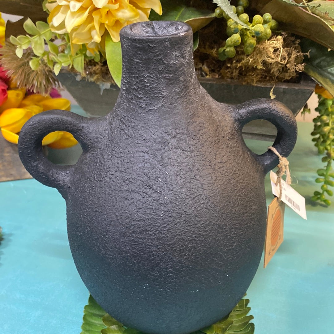 BLACK HANDMADE IN INDIA VASE