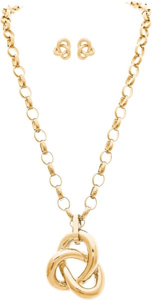RAIN CHUNKY PRETZEL BRAID PENDANT-SET GOLD