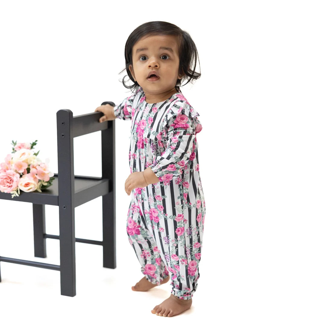 ANGEL DEAR RUFFLE SLEEVE SNAP ROMPER