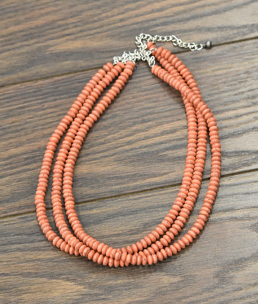 ISAC HANDMADE BEAD NECKLACE-RUST