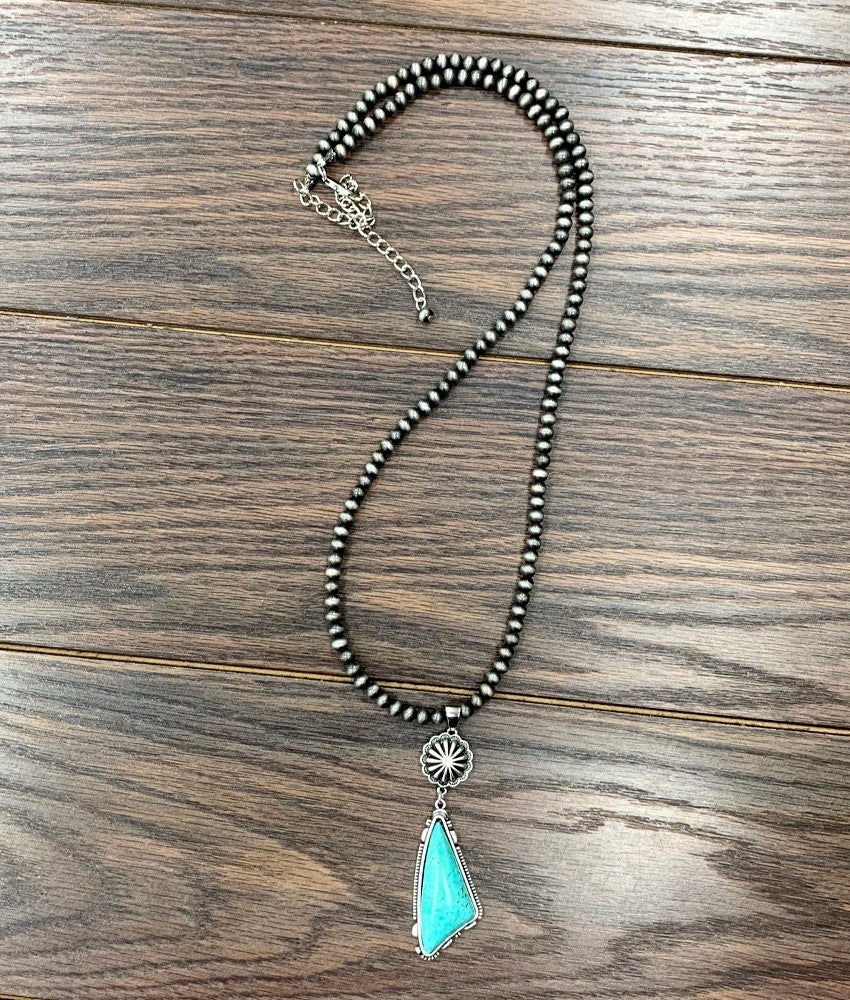 ISAC 30' NAVAJO BEAD/TURQ NECKLACE