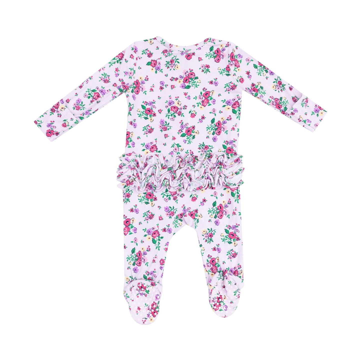 ANGEL DEAR PREPPY ROSES RUFFLE ZIPPER FOOTIE