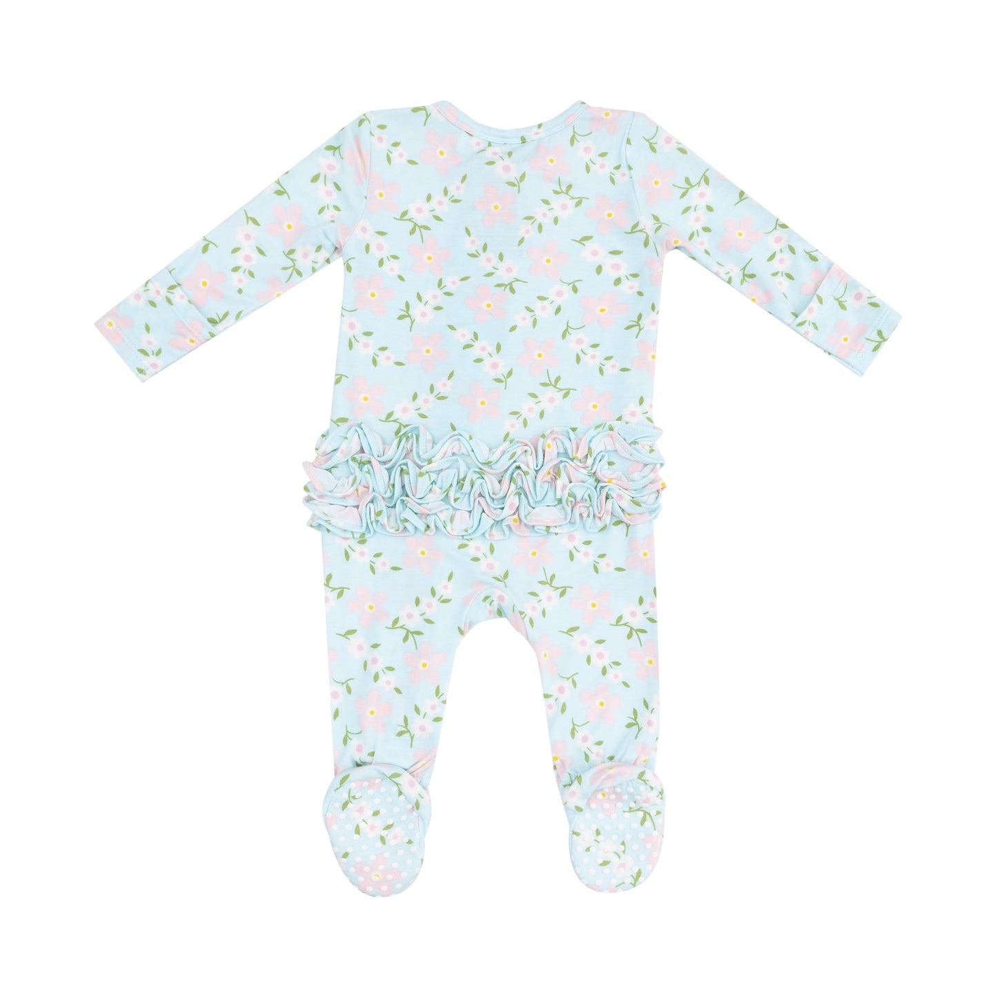 ANGEL DEAR VINTAGE DAISY RUFFLE ZIPPER FOOTIE