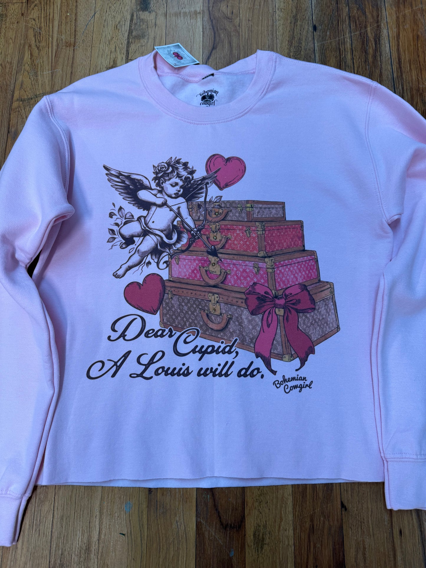 BOHEMIAN COWGIRL SWEATSHIRT-PINK W/STONES