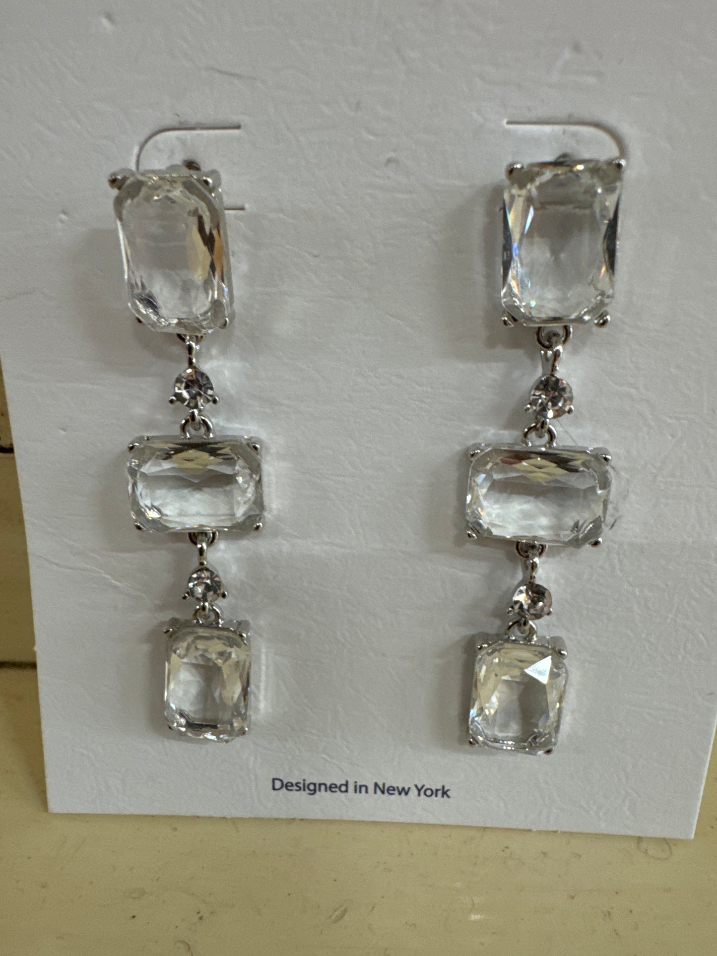 RUFF-SKCH DANGLE EARRINGS/CLR-SILVER