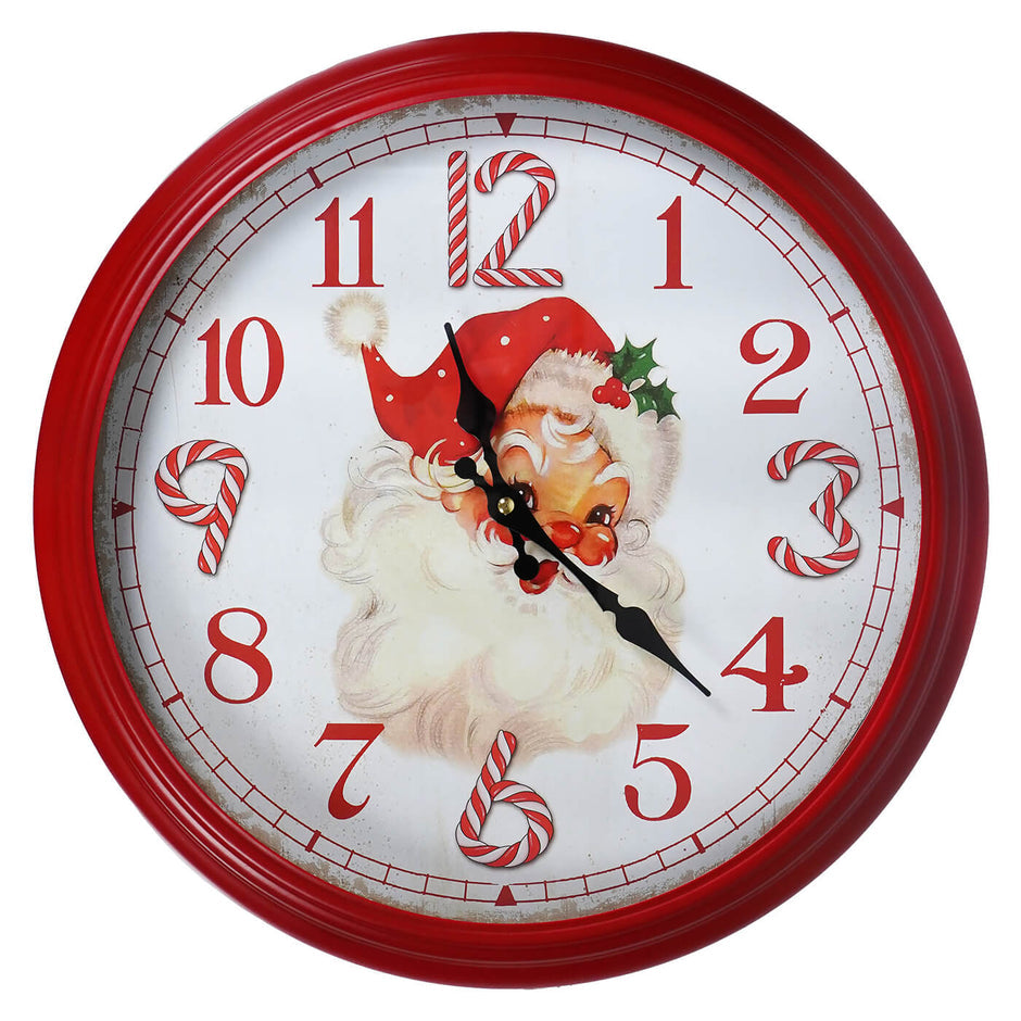 16" METAL BATTERY CANDY SANTA CLOCK