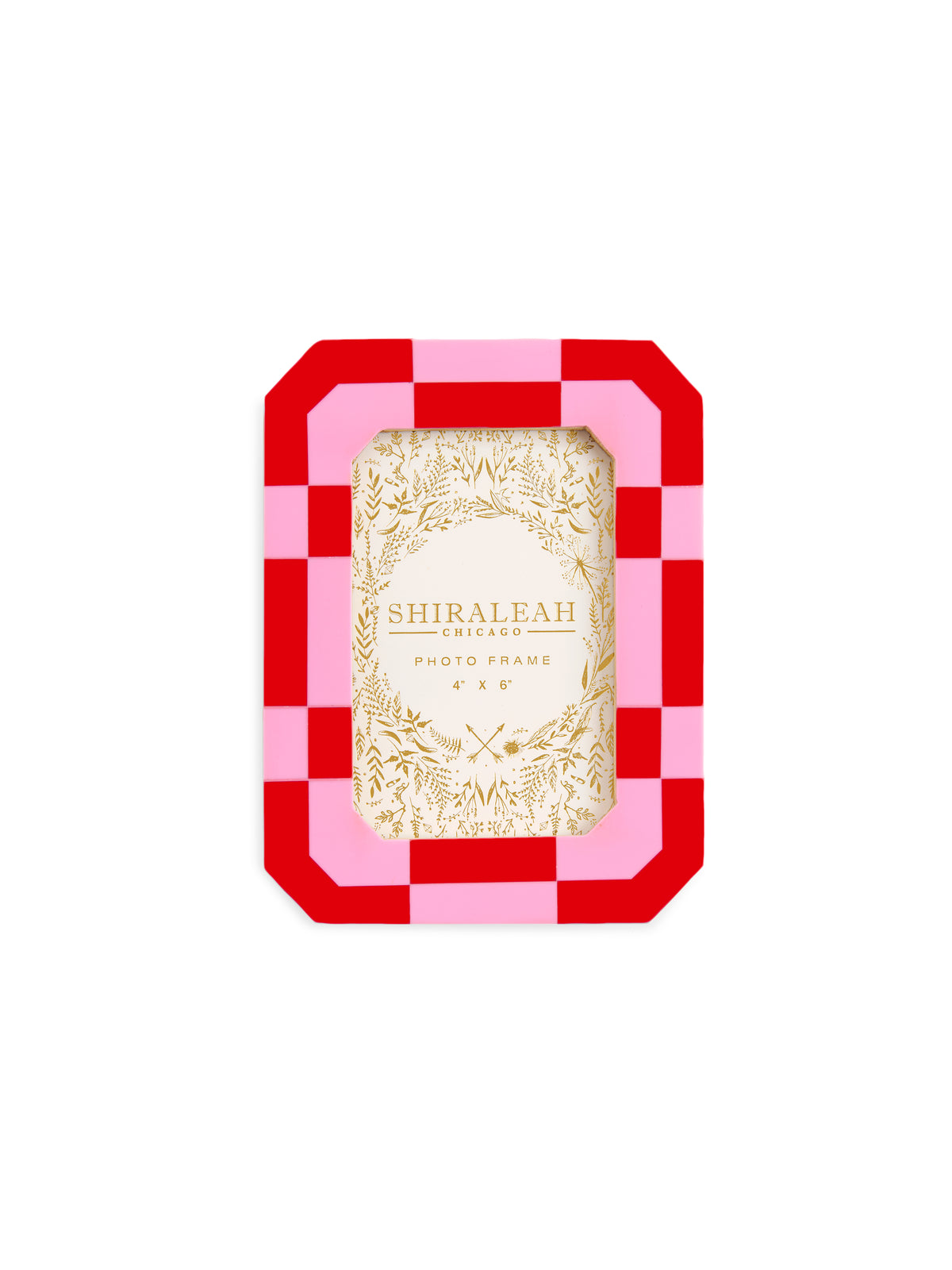 SHIRALEAH 4X6 PINK AND RED CHECKERED FRAME