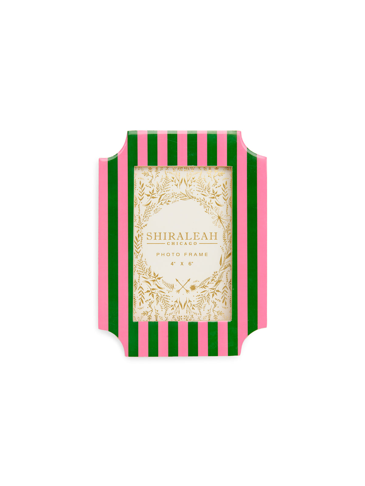 SHIRALEAH 4X6 GREEN AND PINK STRIPED FRAME