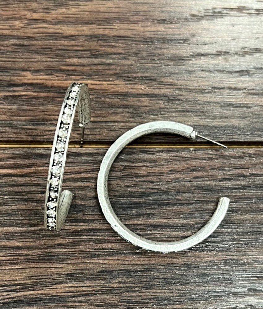 ISAC CRYSTAL HOOP STUD EARRINGS