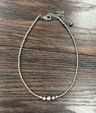 ISAC HANDMADE SILVER BEAD NECKLACE