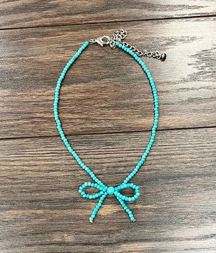 ISAC HANDMADE TURQ RIBBON NECKLACE