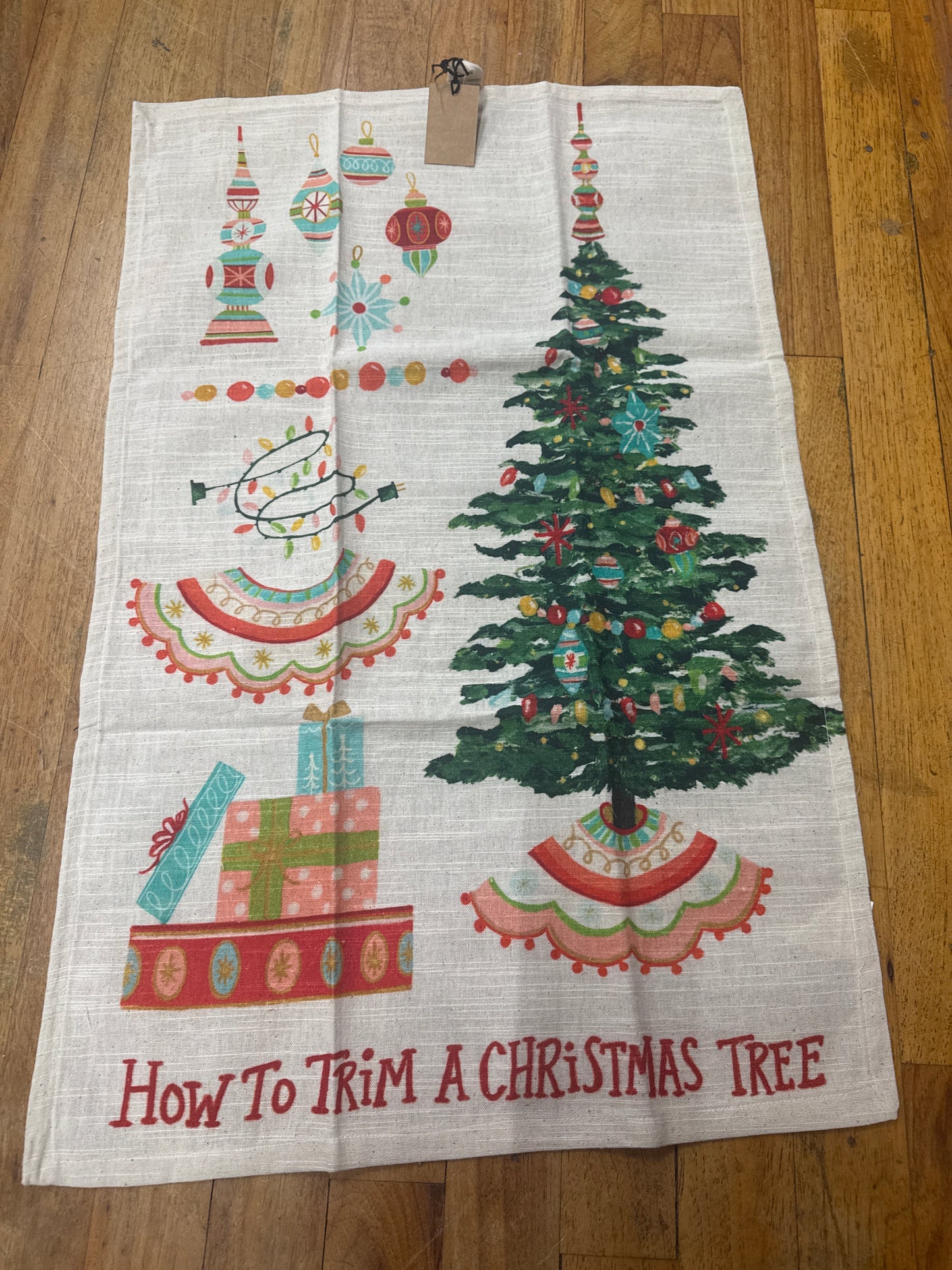 28"L x 18"W COTTON TEA TOWEL- ORNAMENTS