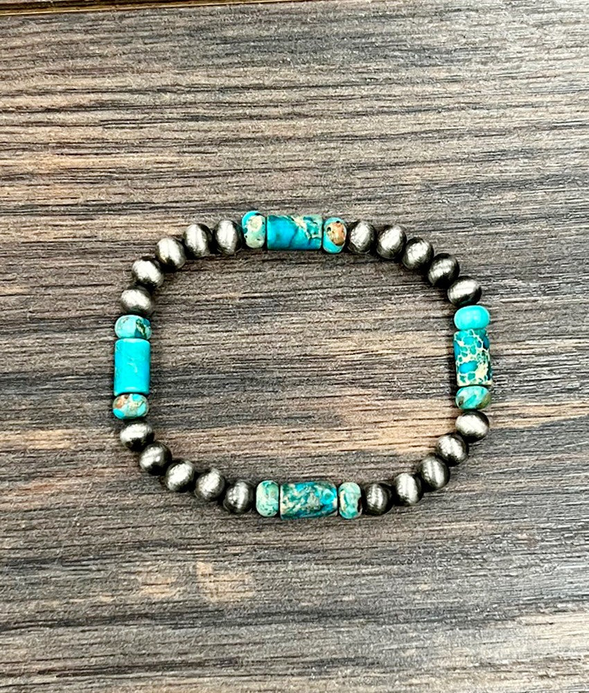 ISAC GEMSTONE & NAVAJO STRETCH BRACELET