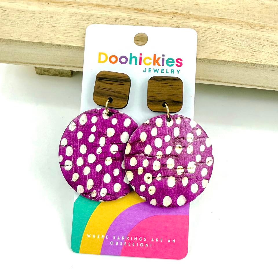 DOOHICKIES WOODIE DOT EARRINGS-AGAVE