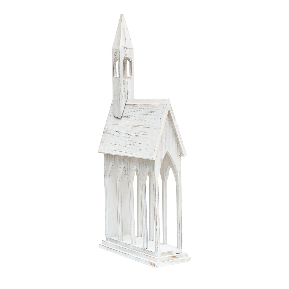 WHITE WASHED CHURCH CARD HOLDER