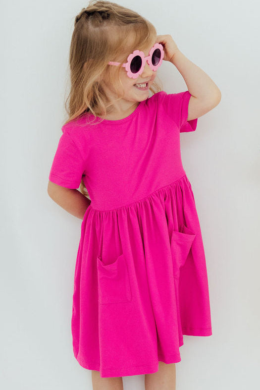 MILA & ROSE TWIRL DRESS-HOT PINK