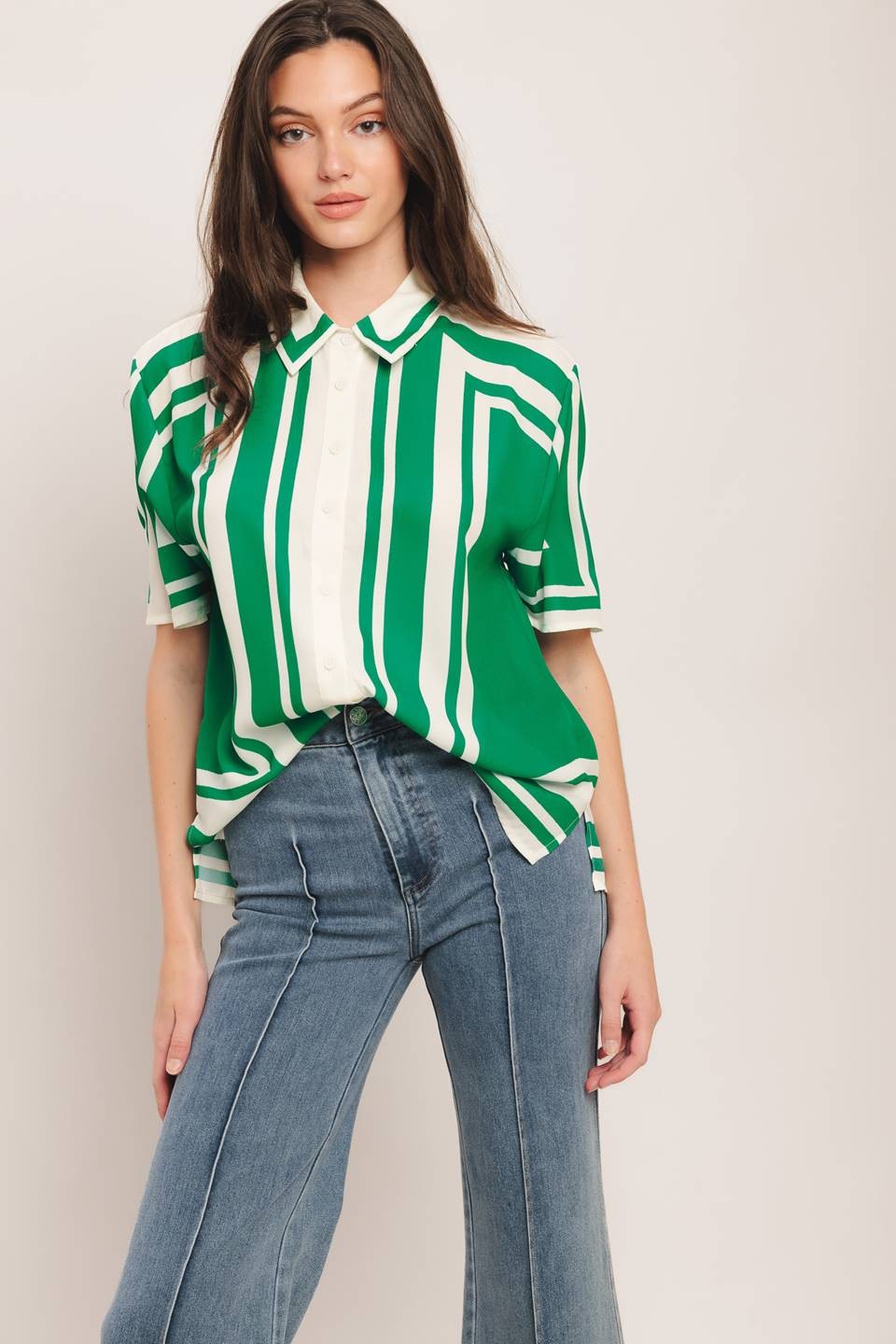 IVORY GREEN WOVEN TOP