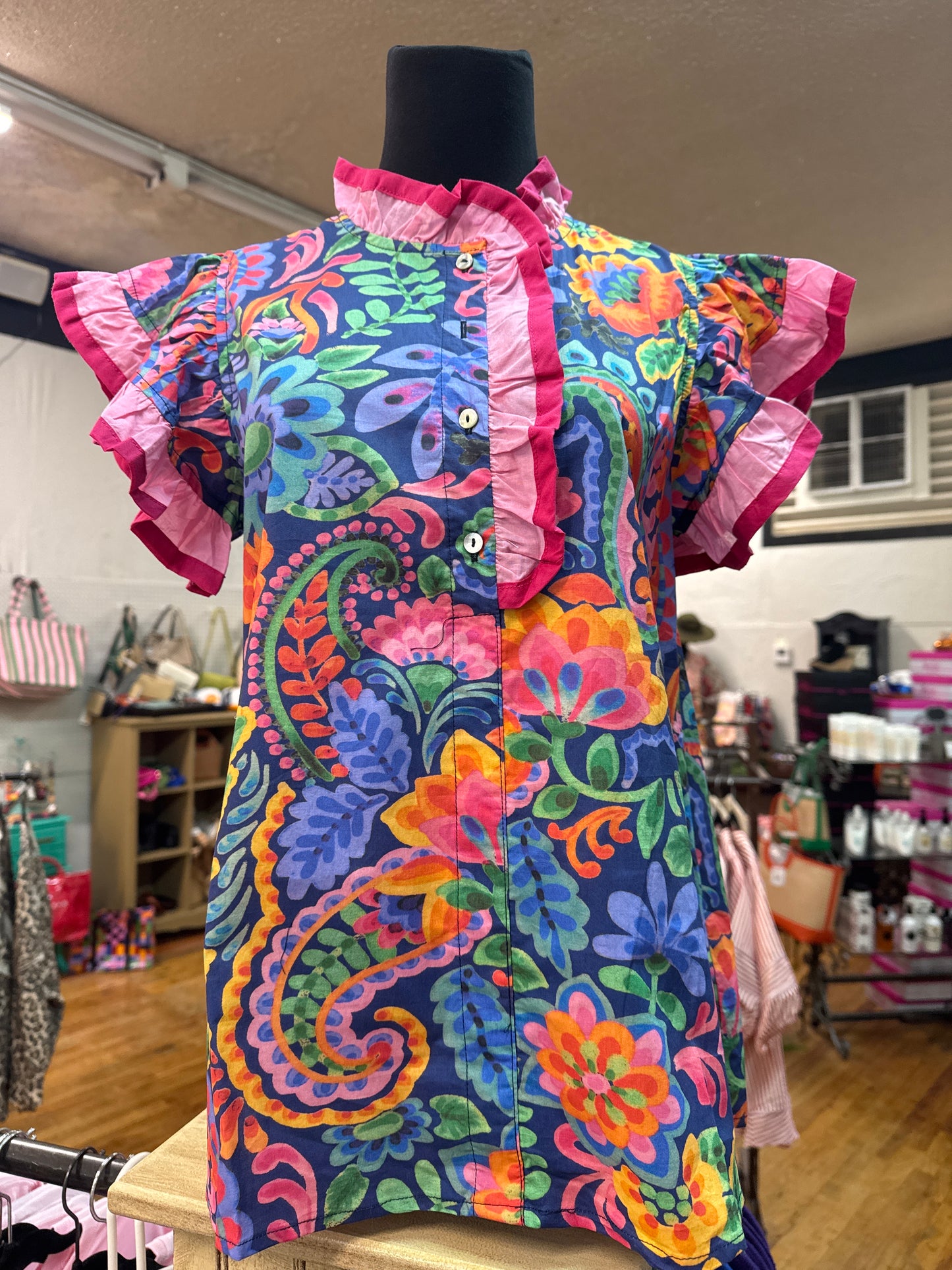 UMGEE-BLUE/PINK FLORAL TOP