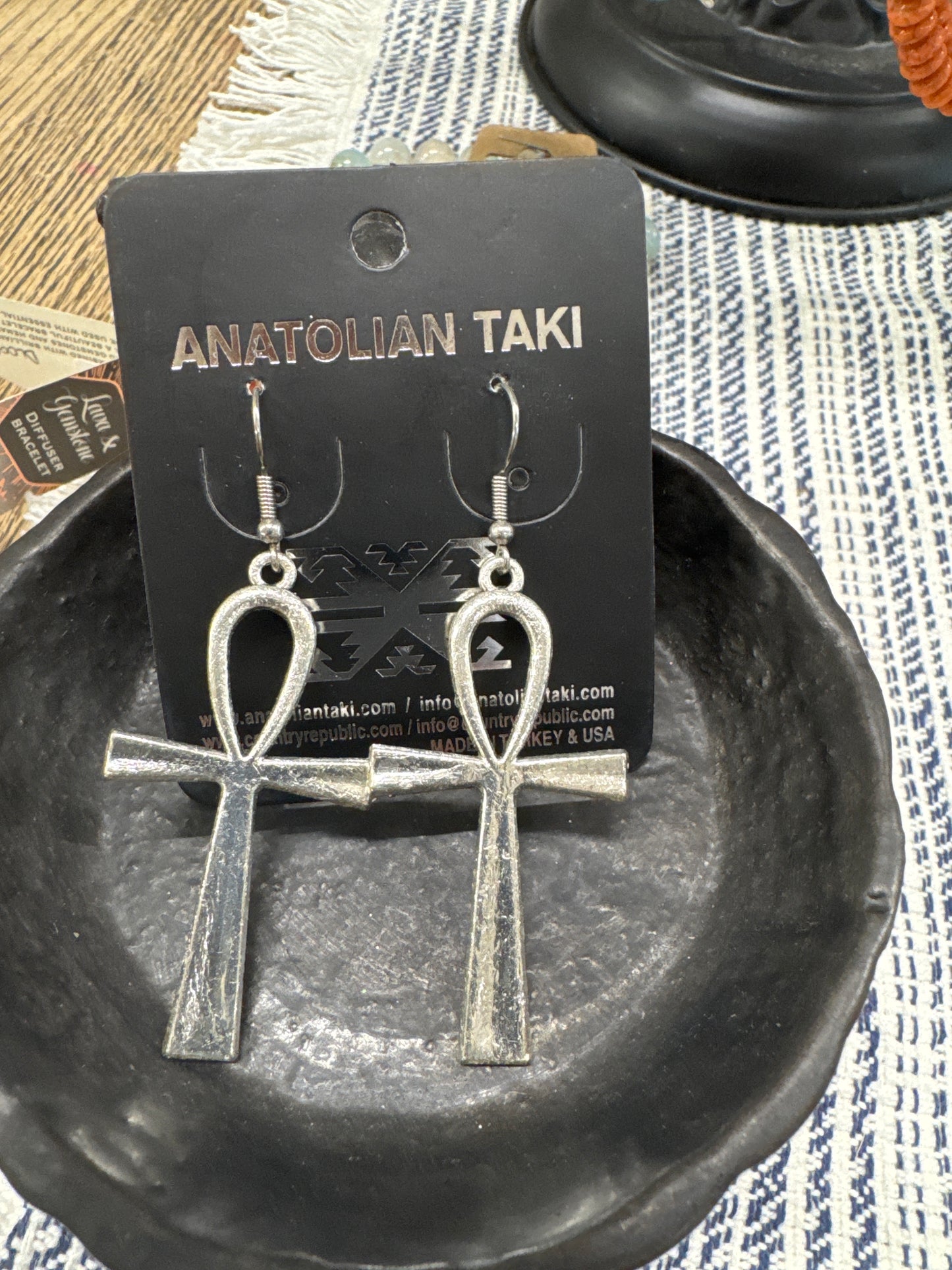 ANATOLIAN TAKI CROSS SILVER EARRINGS