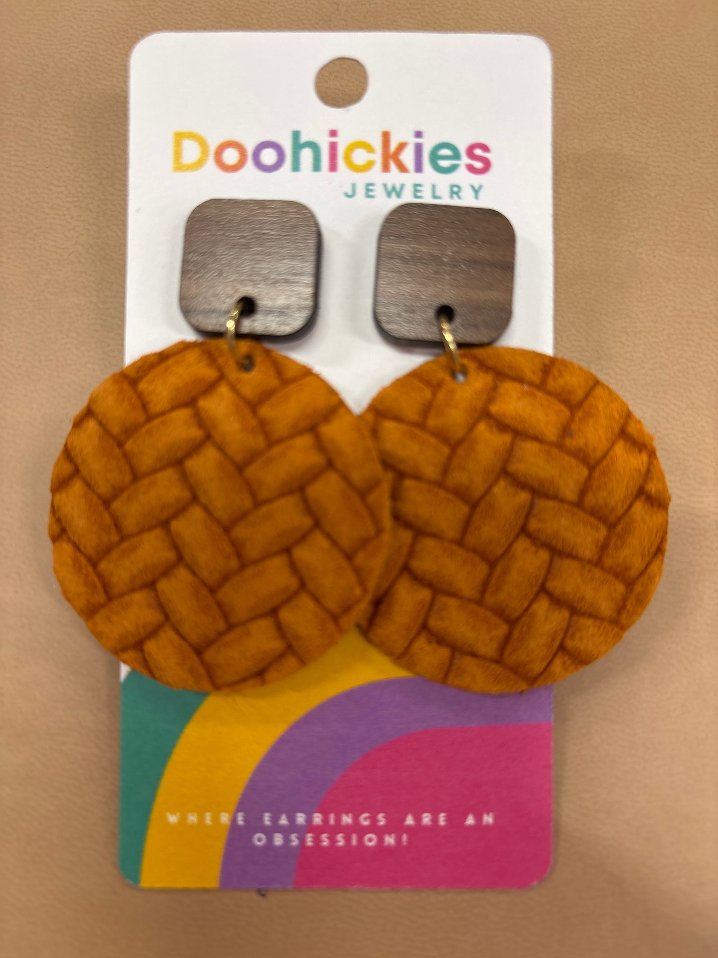 DOOHICKIE- WALNUT & BOLD FALL BOX BRAIDED EARRINGS