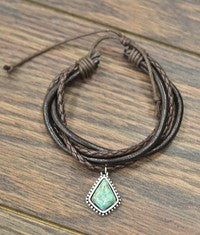 ISAC LEATHER TURQ BRACELET
