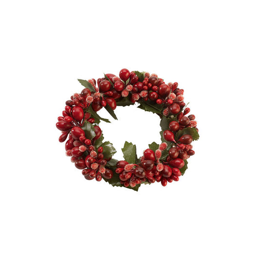 6.5" MINI SUGARED RED BERRY CANDLE RING