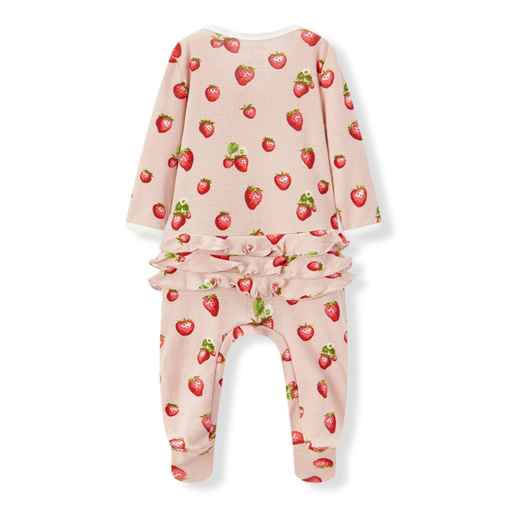 MILKBARN ORGANIC COTTON RUFFLE FOOTE STRAWBERRY