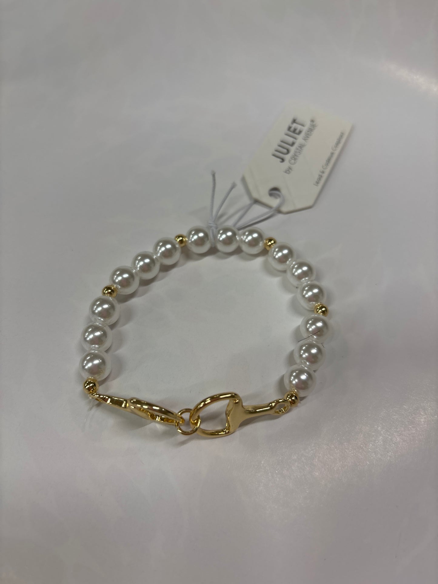 GOLD STRETCH BIT PEARL BRACLET