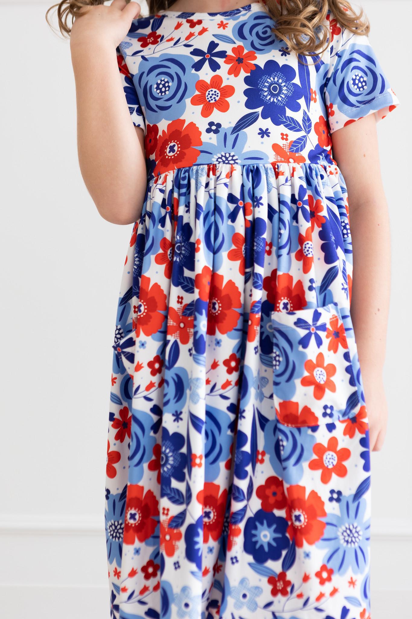 MILA & ROSE HAPPY 4TH FLORAL S/S POCKET TWIRL DRESS