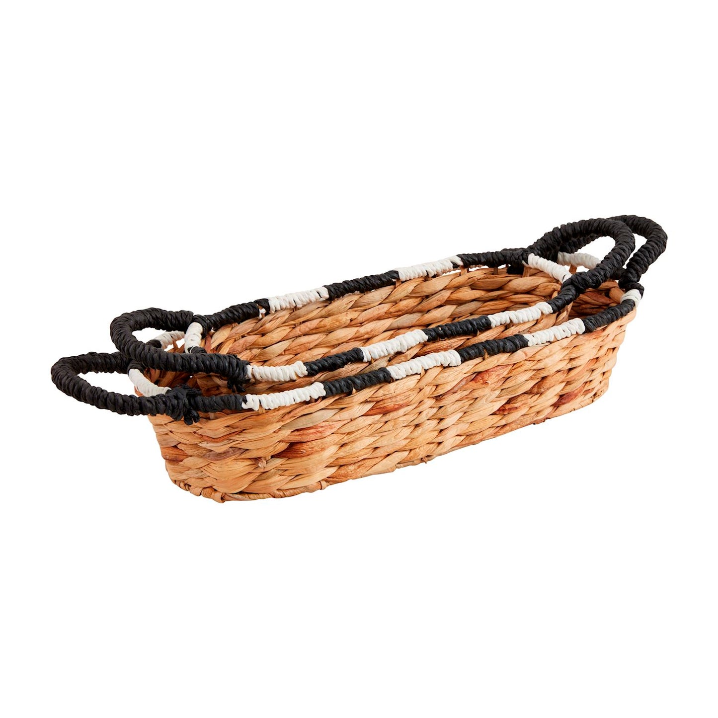 MUD PIE SET OF 2 STRIPE EDGE BREAD BASKETS
