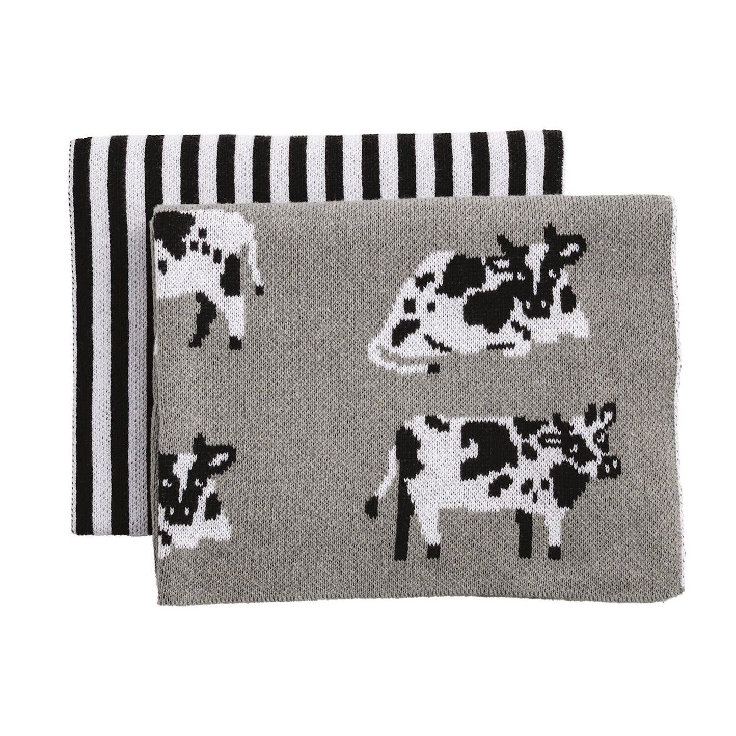 MUD PIE- COW FARM KNIT TOWEL SET