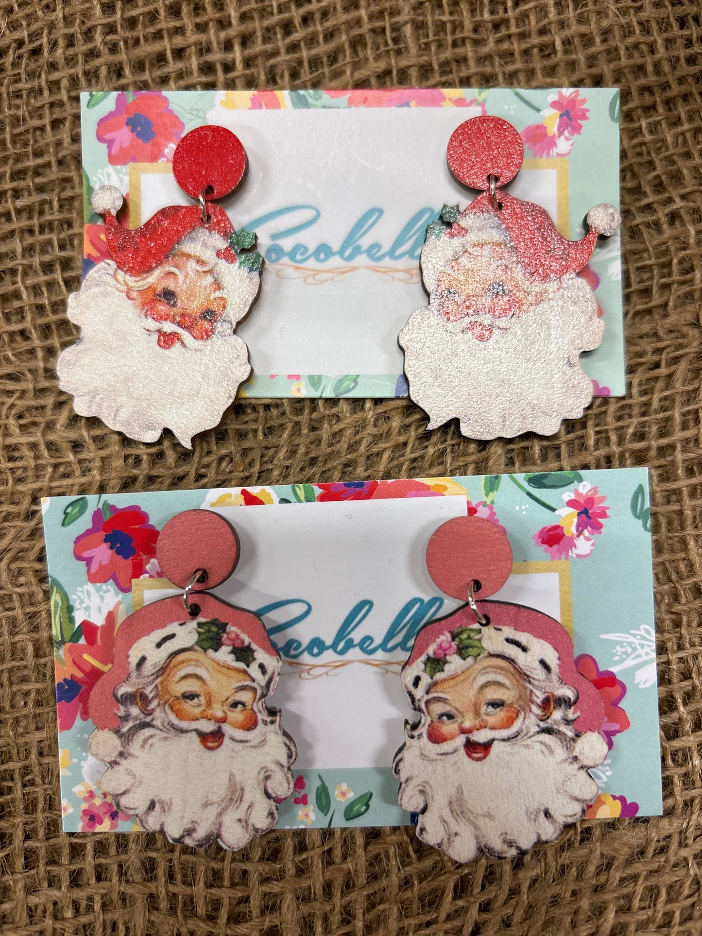 SANTA EARRINGS-WOODEN