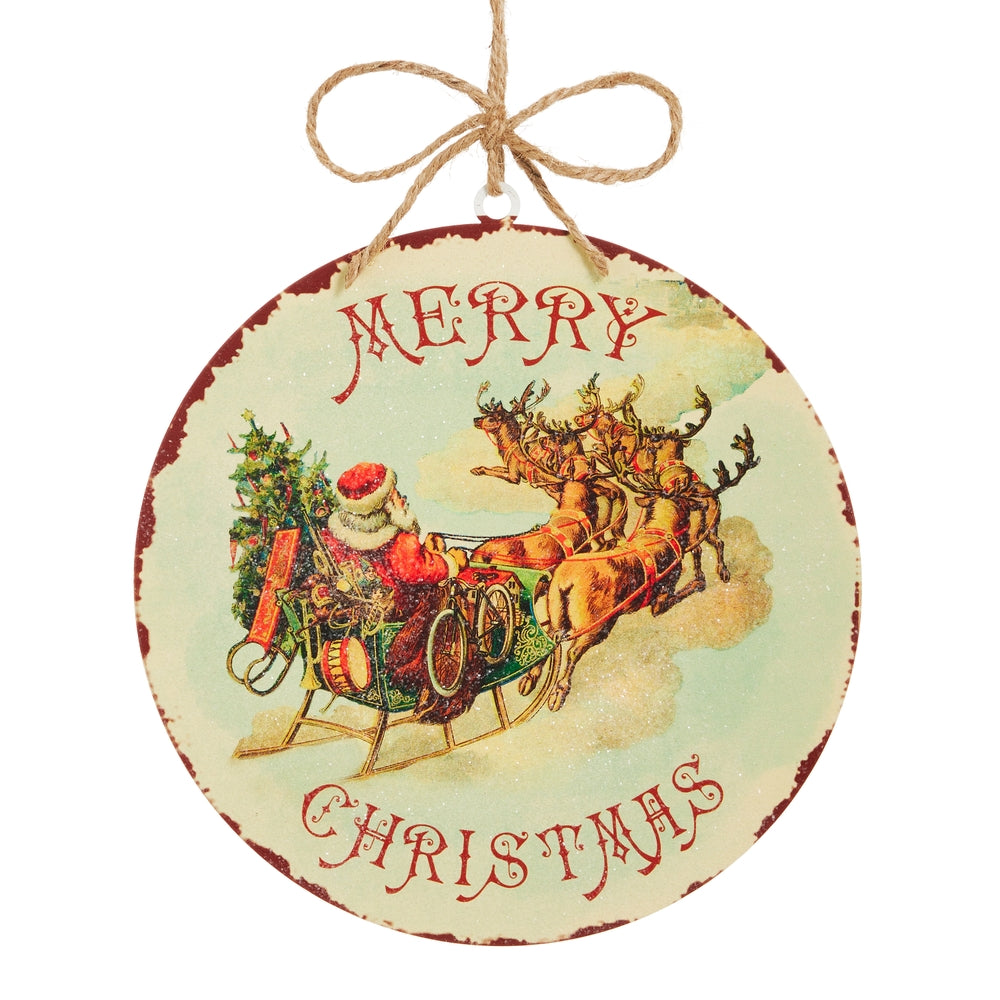RAZ-8" RUSTIC CHRISTMAS DISC ORNAMENT