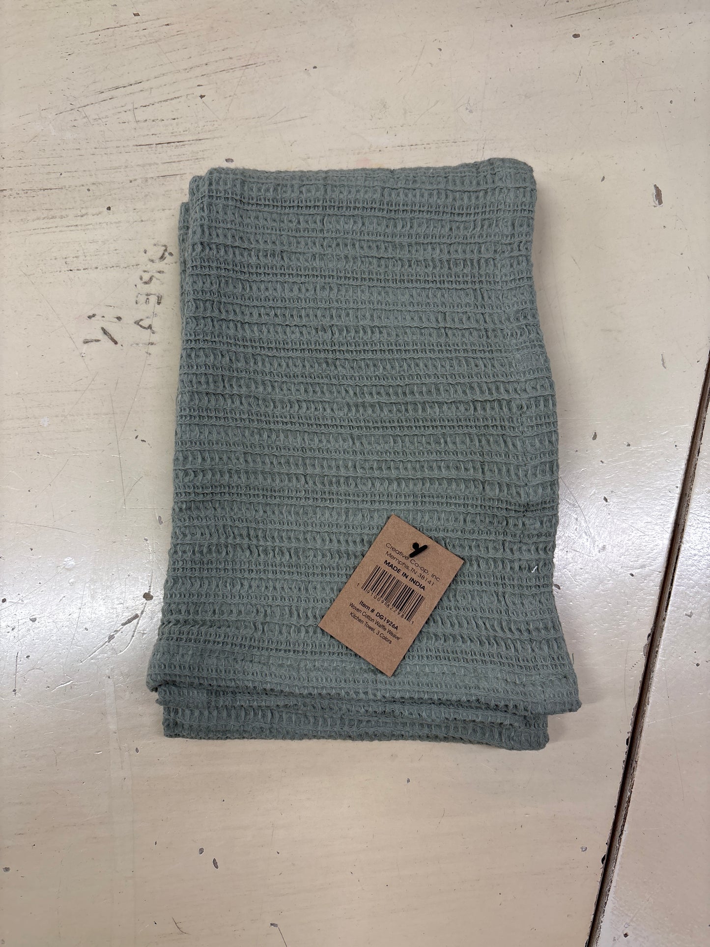 WOVEN COTTON WEAVE TEA TOWEL-OLIVE GREEN