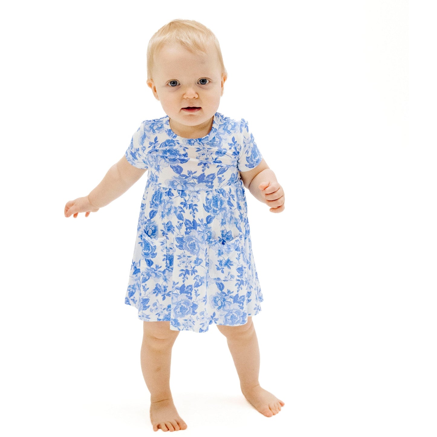 ANGEL DEAR ROSES IN BLUE S/S TWIRLY DRESS