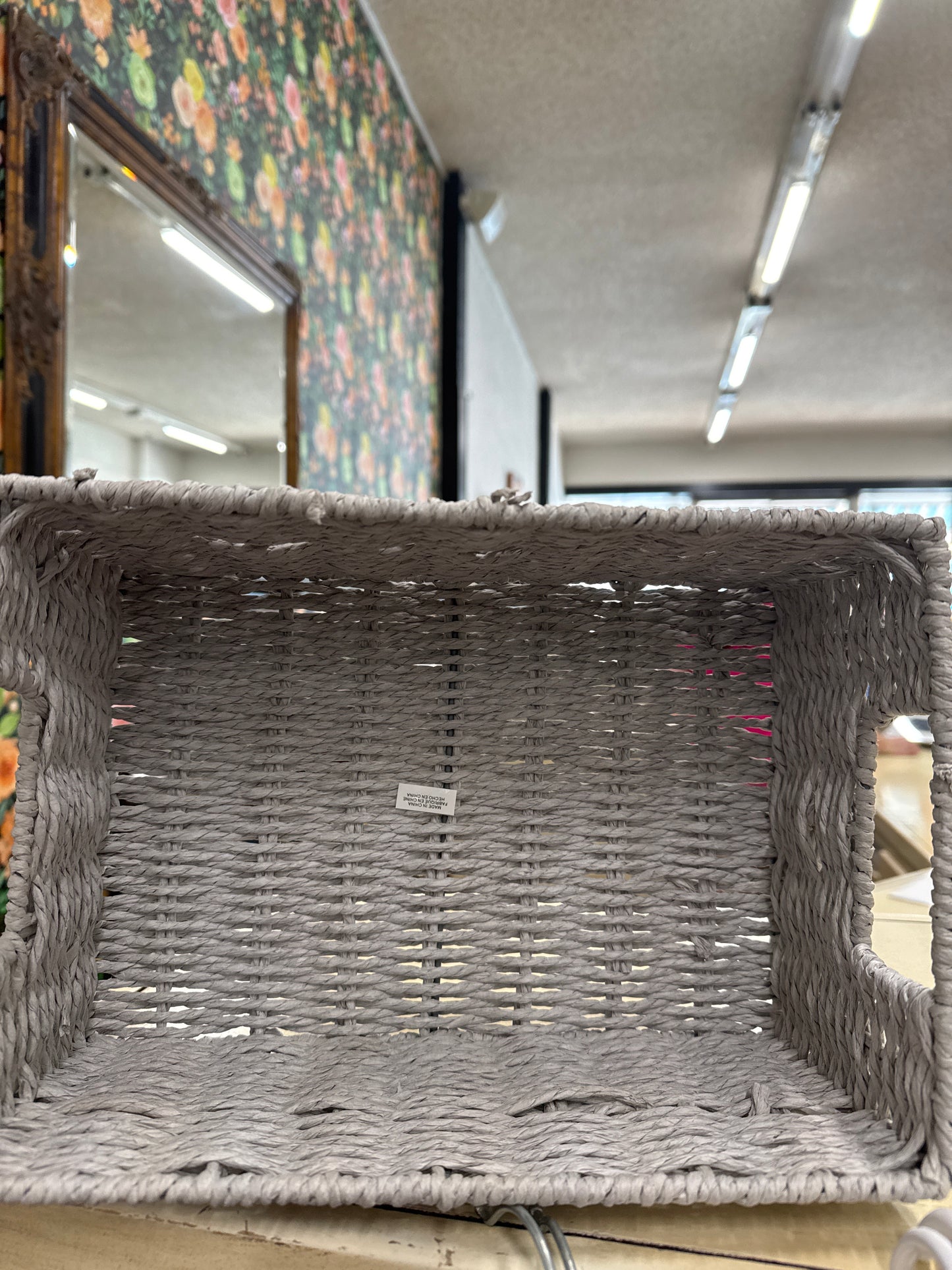 SMALL WICKER GRAY BASKET