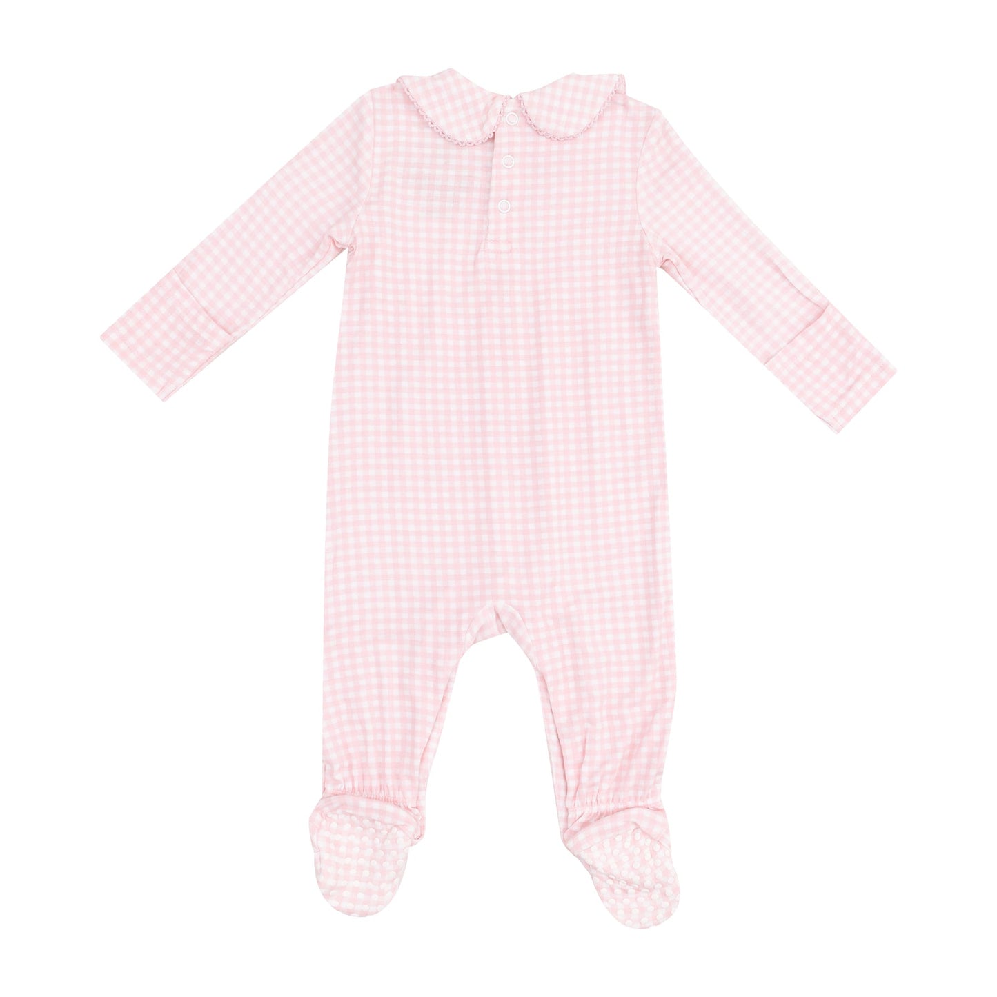 ANGEL DEAR MINI GINGHAM PINK SNAP FOOTIE