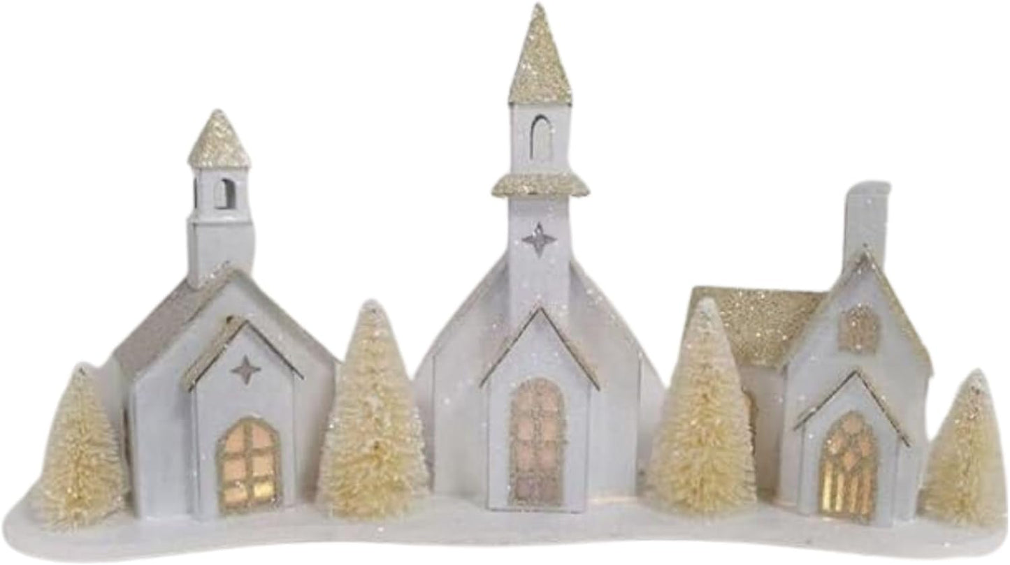 16" LED BTY/TMR SNOW VILLAGE