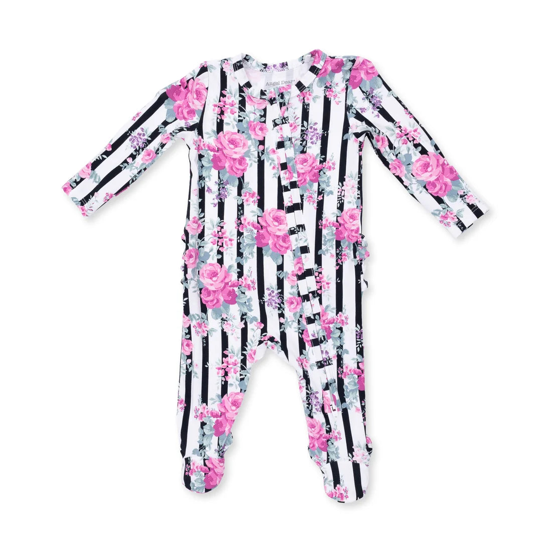 ANGEL DEAR RUFFLE FOOTIE-CABBAGE ROSE STRIPE