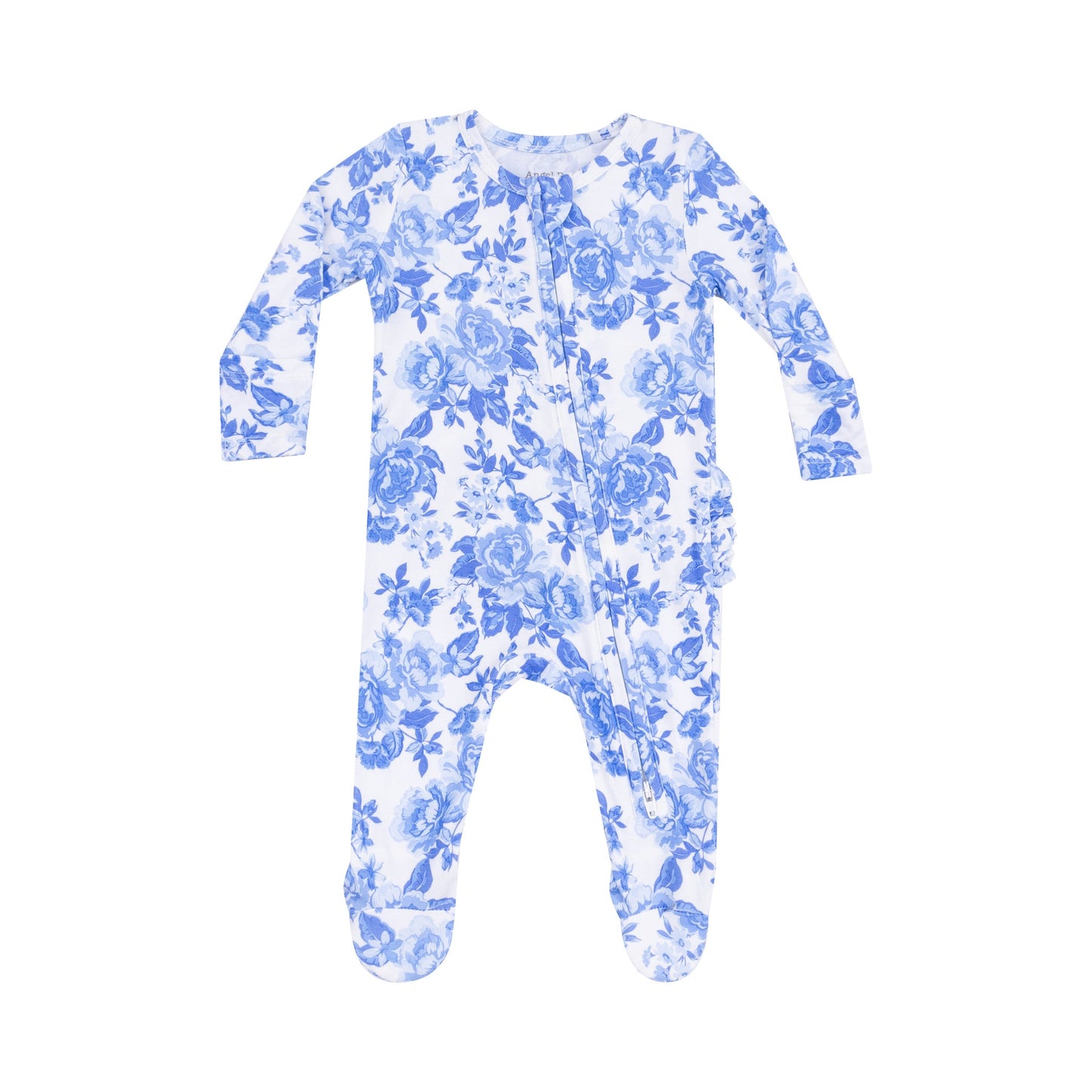 ANGEL DEAR ROSES IN BLUE RUFFLE ZIPPER FOOTIE