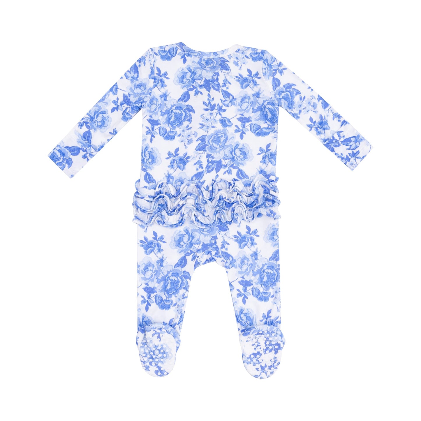 ANGEL DEAR ROSES IN BLUE ZIPPER RUFFLE FOOTIE