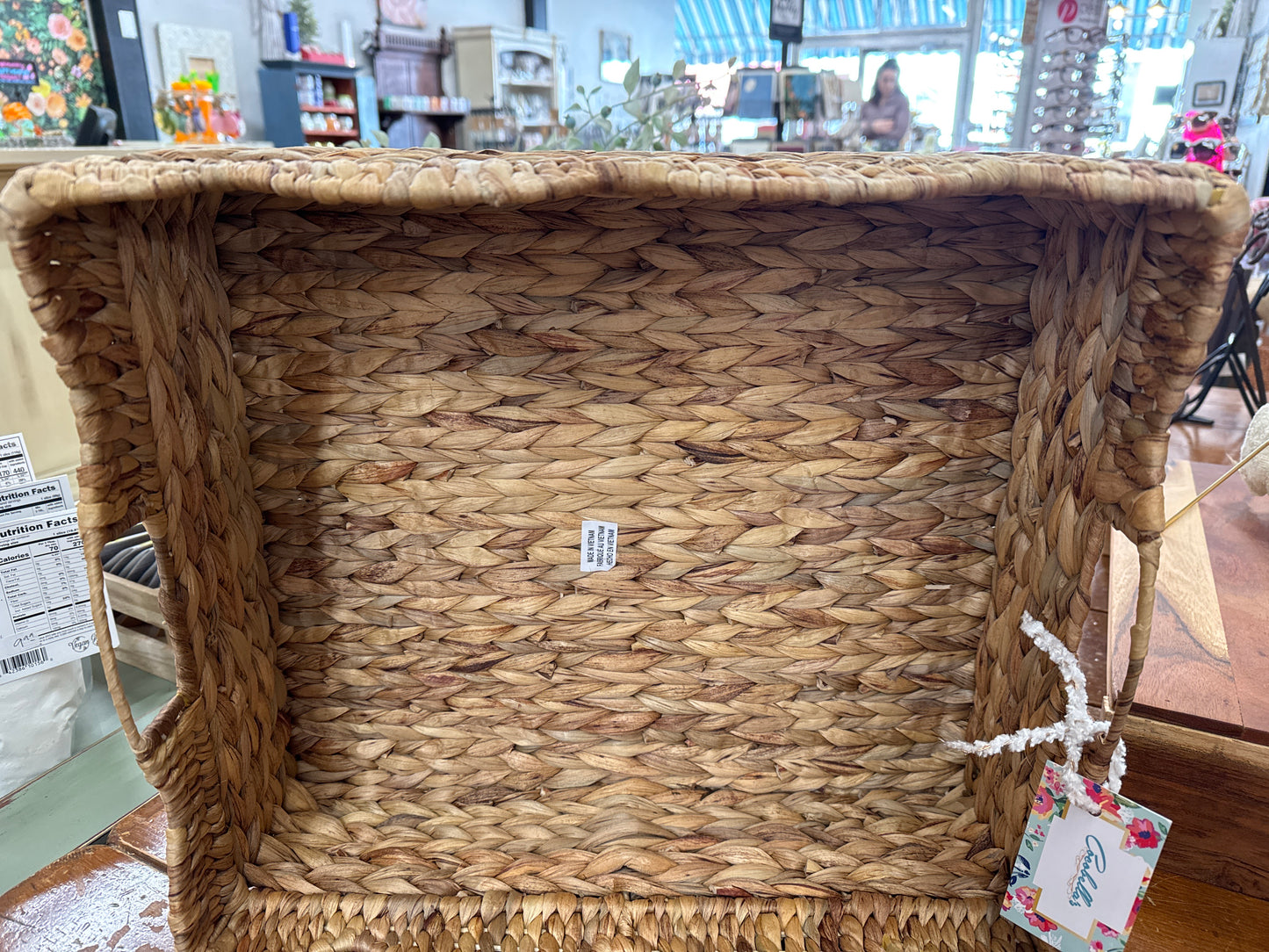 LARGE RATTAN RECTANGULAR WICKER BASKET