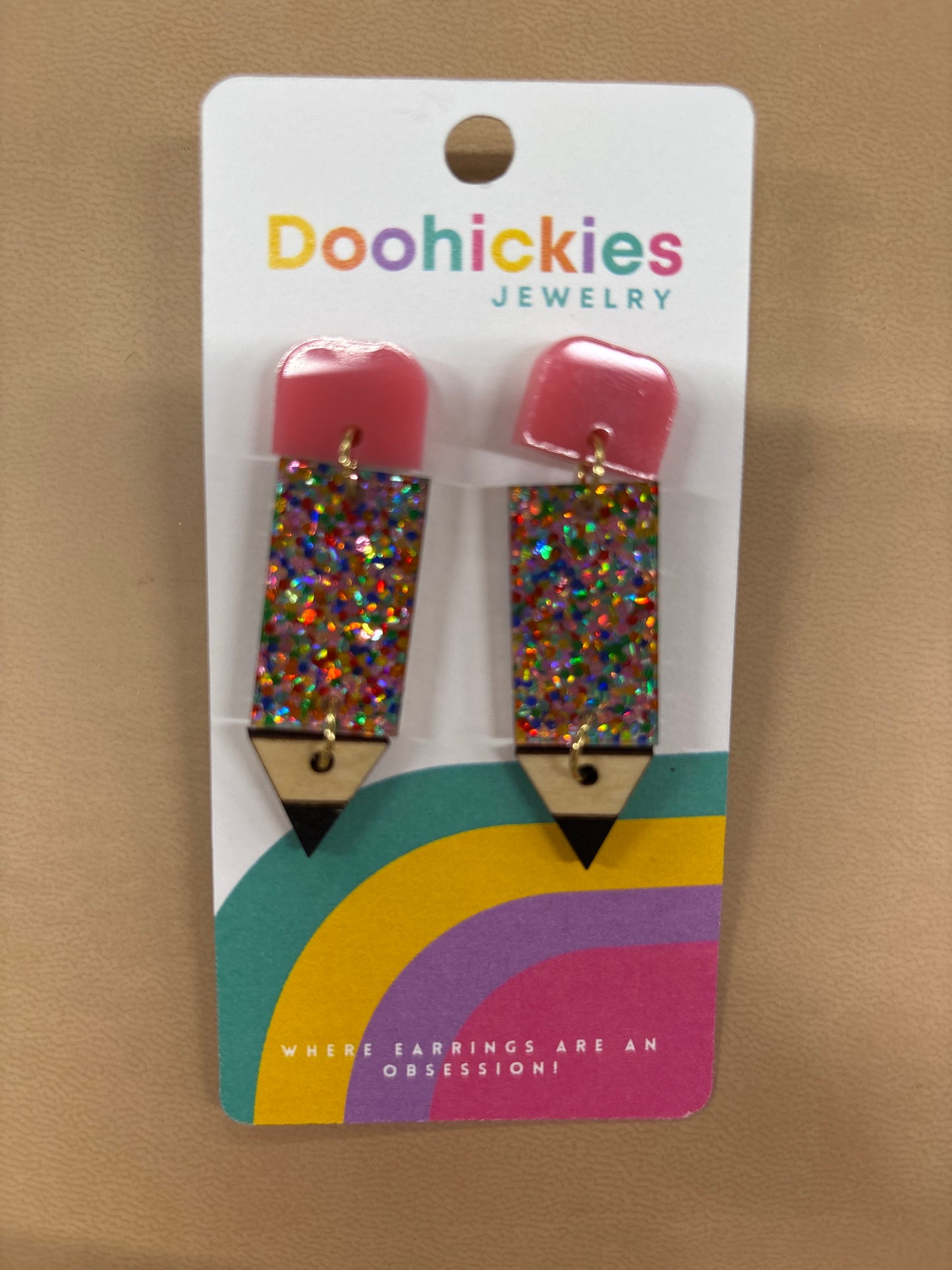 DOOHICKIES- 2" LIL PENCIL DANGLES-BOOK DAISY CONFETTI